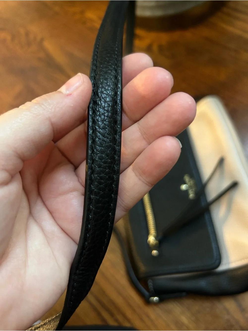 Kate Spade New York Black Cream Pebbled Leather Crossbody Bag